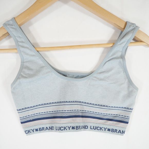 Lucky Brand Women's Seamless Logo Blue Striped Pattern Sports Bra Size M - Picture 1 of 8